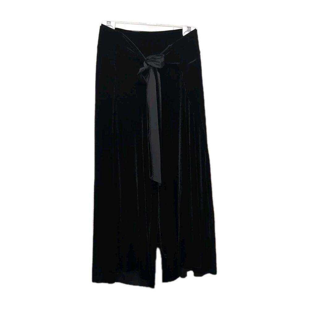 Lane Bryant Velvet Wide Leg Pants Womens Plus Size 22/24 Black Velour Waist Tie